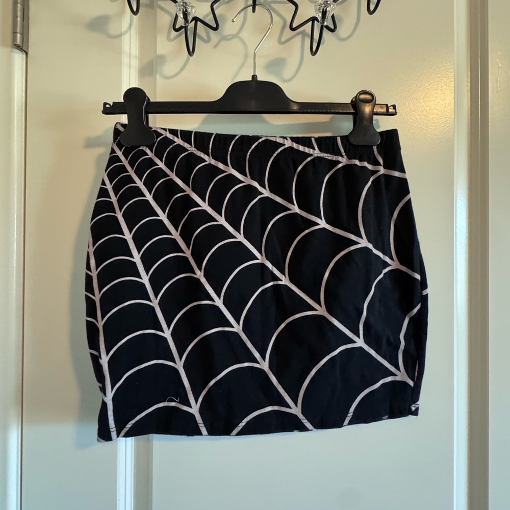 Kreepsville Black Spiderweb Print Mini Skirt